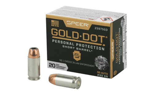 Ammunition Speer Ammunition Speer Gold Dot 45ACP SPR GOLD DOT 45ACP 230G HP SB 20/200 • Model: Speer Gold Dot